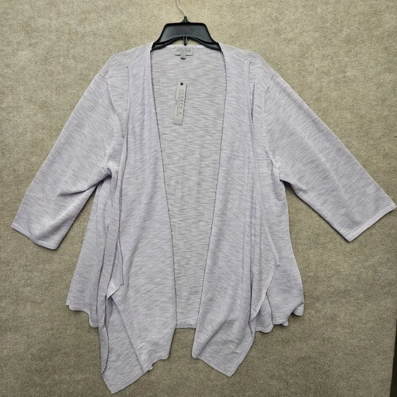 Joseph A Lilac Lightweight Open Front Cardigan 3X Flowy Drape NWT Soft - Picture 6 of 11